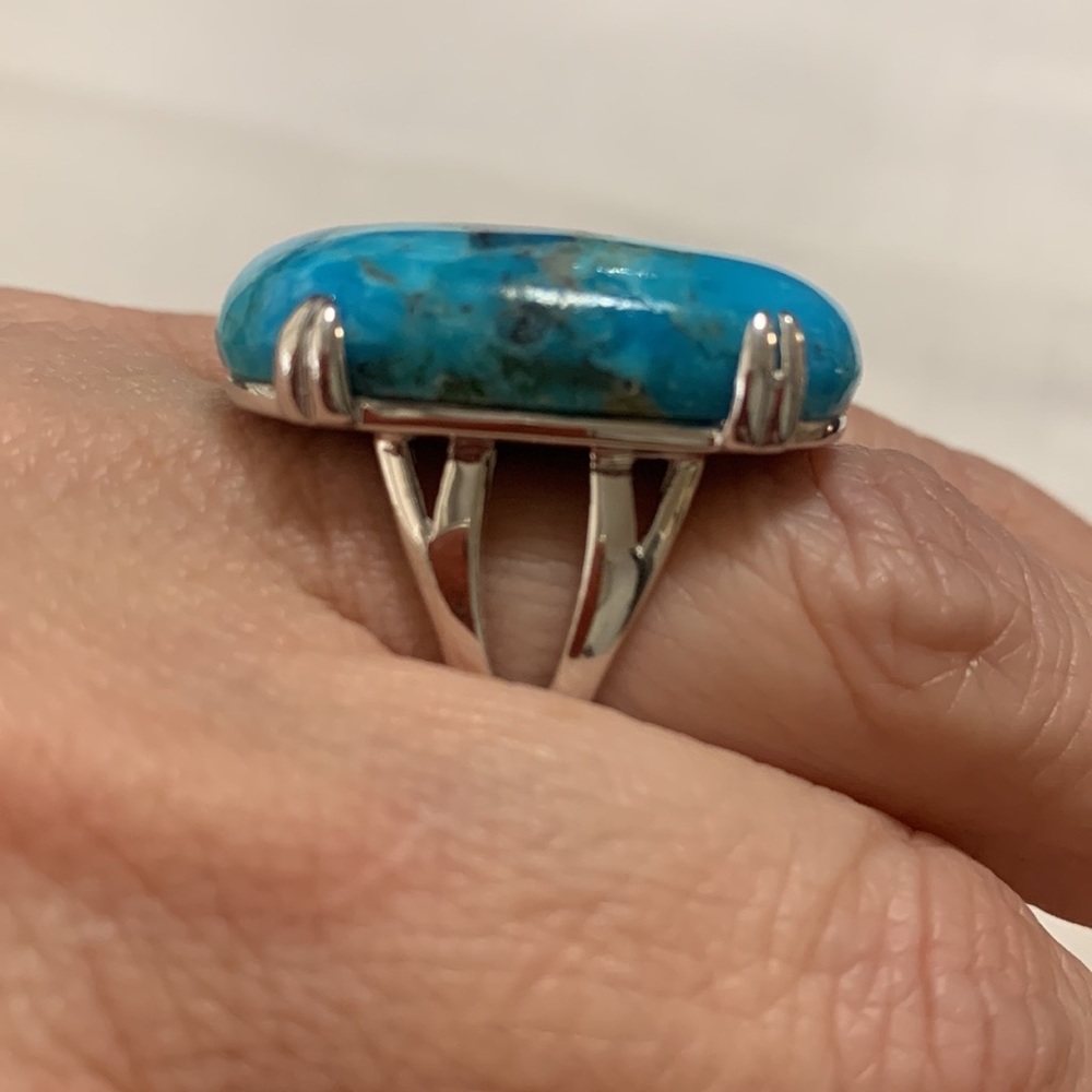 NWT JTV SW STYLE 30x22MM RECTANGULAR CUSHION TURQUOISE STERLING SILVER RING - Picture 2 of 8